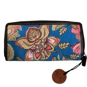 Myra Bag Curry Canvas Floral Zip Around Wallet